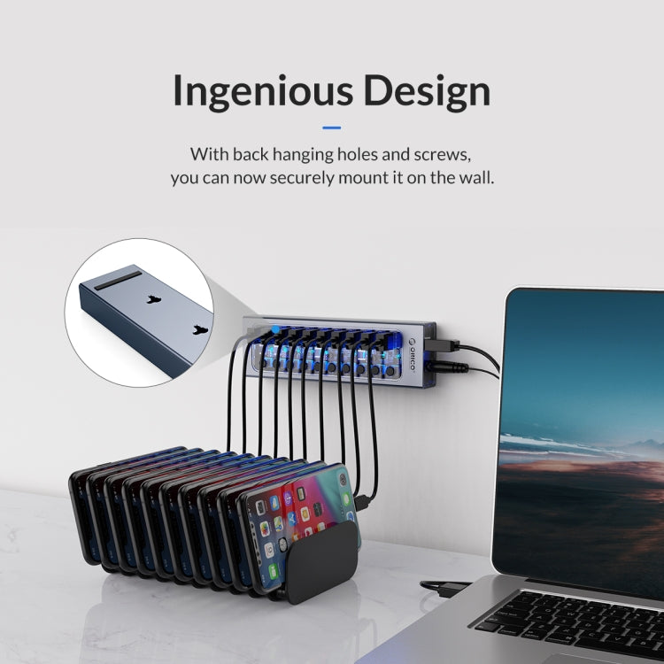 ORICO AT2U3-16AB-GY-BP 16 Ports USB 3.0 HUB with Individual Switches & Blue LED Indicator(US Plug) - free shipping - PMC Jewellery - Order now!