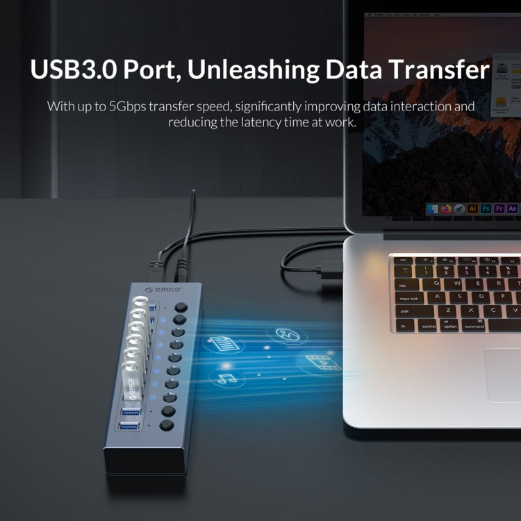 ORICO BT2U3-16AB-GY-BP 16 Ports USB 3.0 HUB with Individual Switches(EU Plug) - free shipping - PMC Jewellery - Order now!