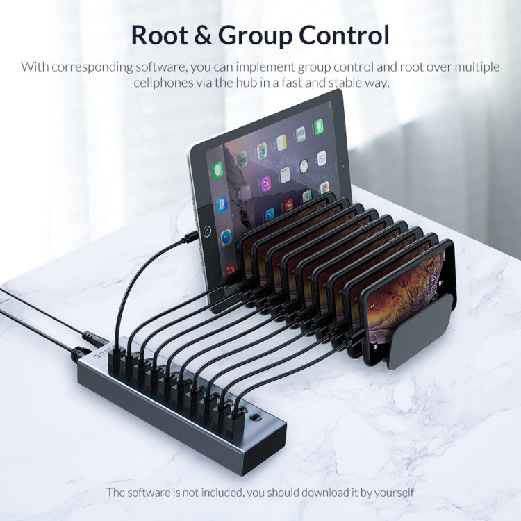 ORICO BT2U3-10AB-GY-BP 10 Ports USB 3.0 HUB with Individual Switches(EU Plug) - free shipping - PMC Jewellery - Order now!