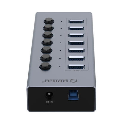 ORICO BT2U3-7AB-GY-BP 7 Ports USB 3.0 HUB with Individual Switches(AU Plug) - USB 3.0 HUB by ORICO | Online Shopping South Africa | PMC Jewellery | Buy Now Pay Later Mobicred