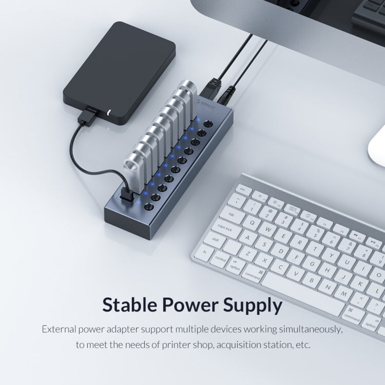 ORICO BT2U3-7AB-GY-BP 7 Ports USB 3.0 HUB with Individual Switches(EU Plug) - free shipping - PMC Jewellery - Order now!