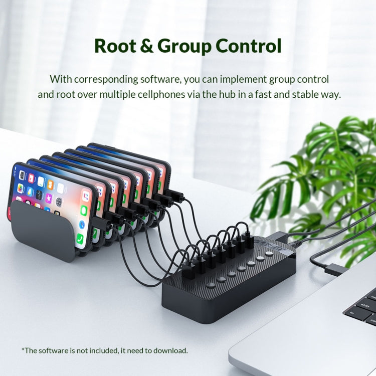 ORICO CT2U3-16AB Plastic Stripes 16 Ports USB 3.0 HUB with Individual Switches, Plug:US Plug(Black) - USB 3.0 HUB by ORICO | Online Shopping South Africa | PMC Jewellery | Buy Now Pay Later Mobicred