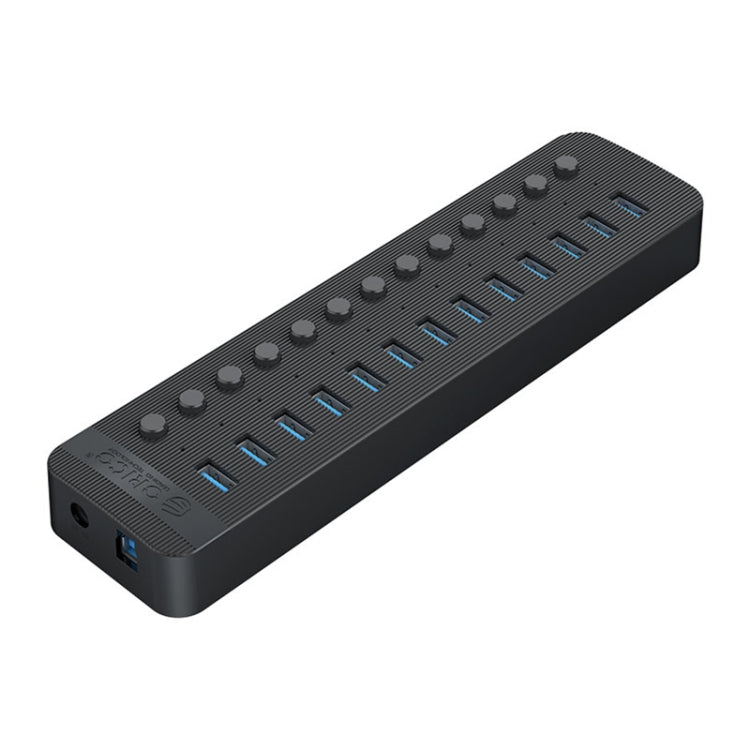 ORICO CT2U3-13AB Plastic Stripes 13 Ports USB 3.0 HUB with Individual Switches, Plug:AU Plug(Black) - USB 3.0 HUB by ORICO | Online Shopping South Africa | PMC Jewellery | Buy Now Pay Later Mobicred