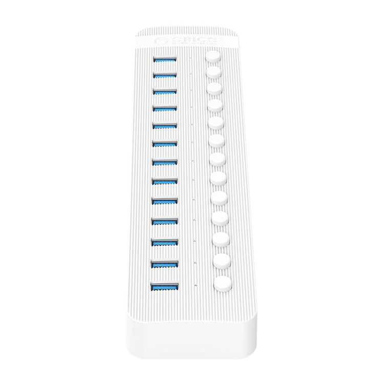 ORICO CT2U3-13AB Plastic Stripes 13 Ports USB 3.0 HUB with Individual Switches, Plug:EU Plug(White) - free shipping - PMC Jewellery - Order now!