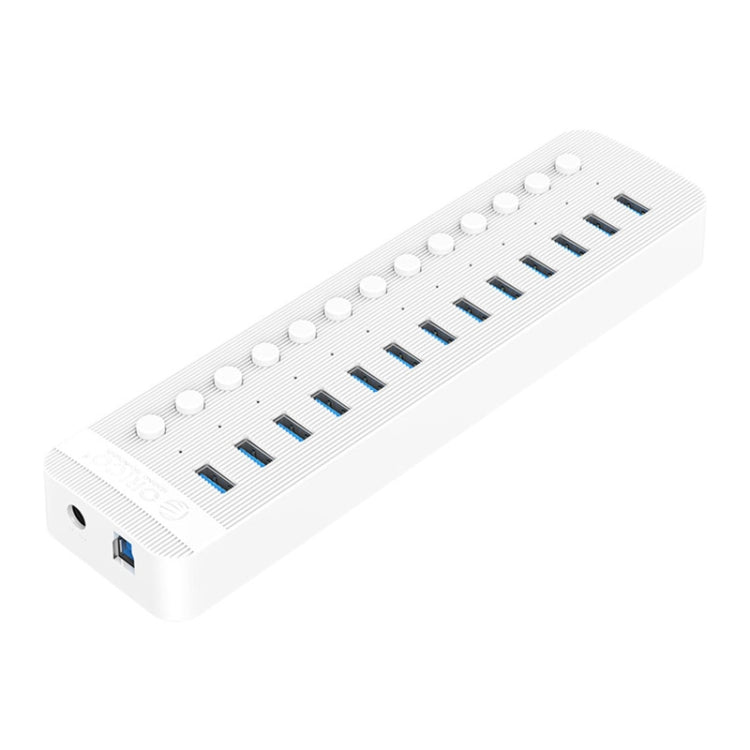 ORICO CT2U3-13AB Plastic Stripes 13 Ports USB 3.0 HUB with Individual Switches, Plug:UK Plug(White) - free shipping - PMC Jewellery - Order now!