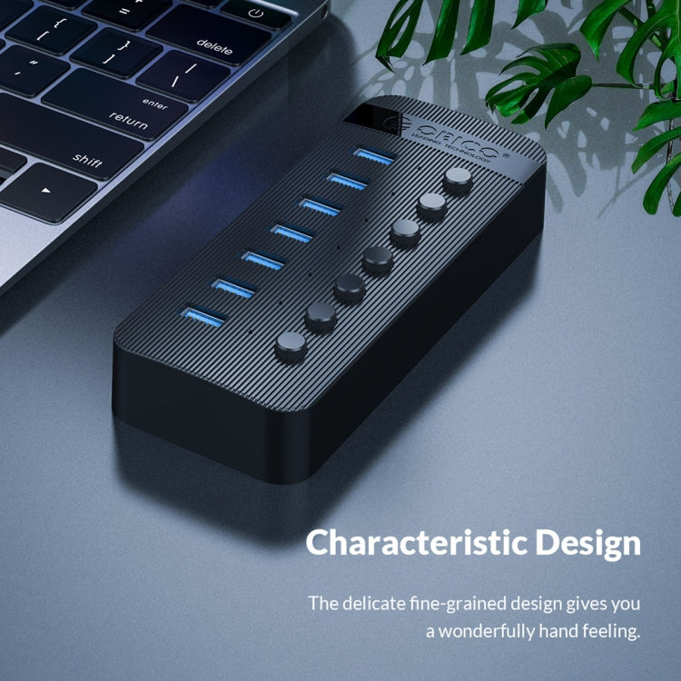 ORICO CT2U3-13AB Plastic Stripes 13 Ports USB 3.0 HUB with Individual Switches, Plug:AU Plug(Black) - free shipping - PMC Jewellery - Order now!