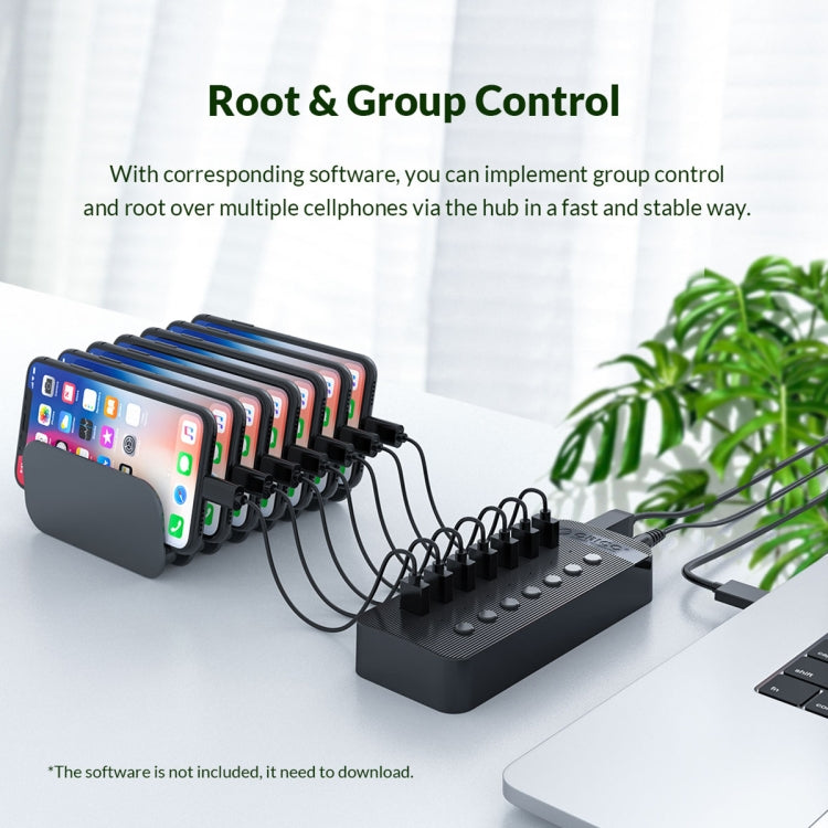 ORICO CT2U3-13AB Plastic Stripes 13 Ports USB 3.0 HUB with Individual Switches, Plug:UK Plug(Black) - free shipping - PMC Jewellery - Order now!