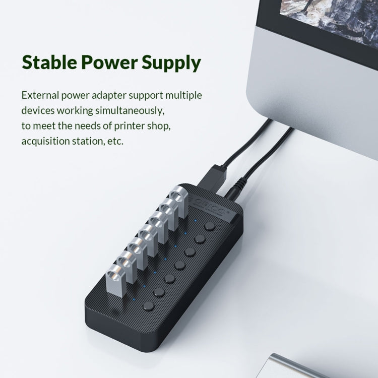 ORICO CT2U3-13AB Plastic Stripes 13 Ports USB 3.0 HUB with Individual Switches, Plug:US Plug(Black) - free shipping - PMC Jewellery - Order now!