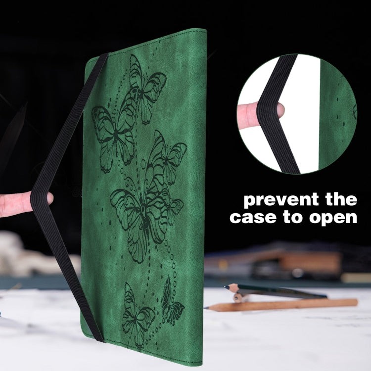 For Samsung Galaxy Tab S9 Embossed Butterfly Pattern Horizontal Flip Leather Tablet Case(Green) - free shipping - PMC Jewellery - Order now!