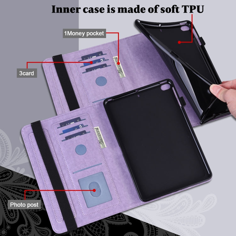 For Samsung Galaxy Tab S9 Lace Flower Embossing Pattern PU Tablet Case(Purple) - Galaxy Tab S9 Cases by PMC Jewellery | Online Shopping South Africa | PMC Jewellery | Buy Now Pay Later Mobicred