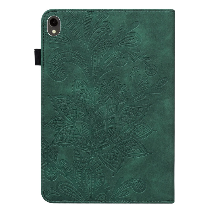 For Samsung Galaxy Tab S9 Lace Flower Embossing Pattern PU Tablet Case(Green) - Galaxy Tab S9 Cases by PMC Jewellery | Online Shopping South Africa | PMC Jewellery | Buy Now Pay Later Mobicred