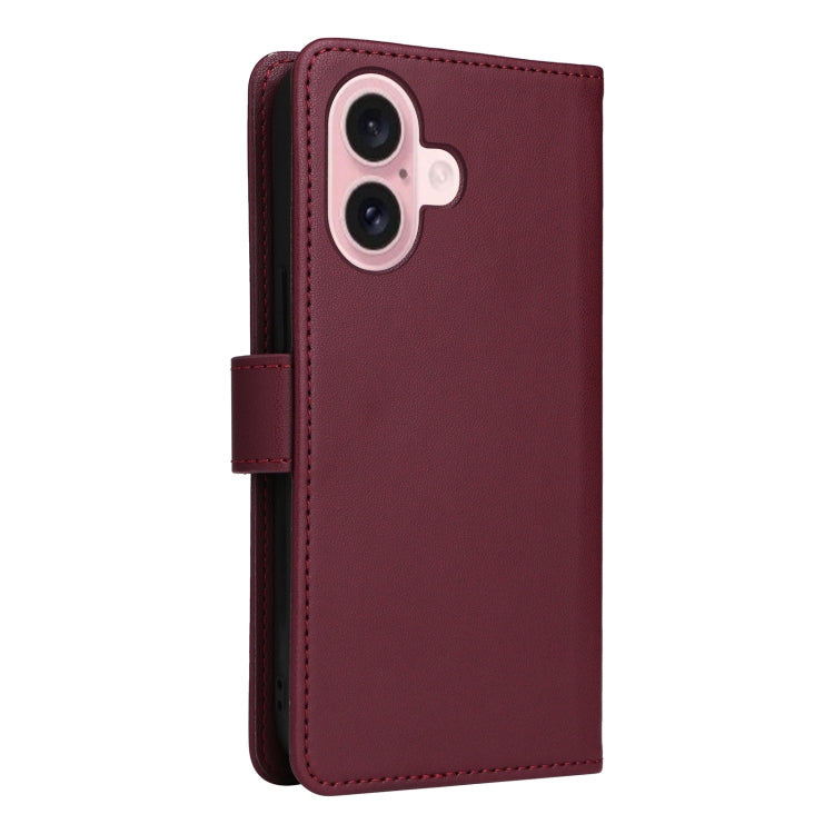 For iPhone 16 Plus BETOPNICE BN-005 2 in 1 Detachable Imitate Genuine Leather Phone Case(Wine Red) - iPhone 16 Plus Cases by BETOPNICE | Online Shopping South Africa | PMC Jewellery | Buy Now Pay Later Mobicred