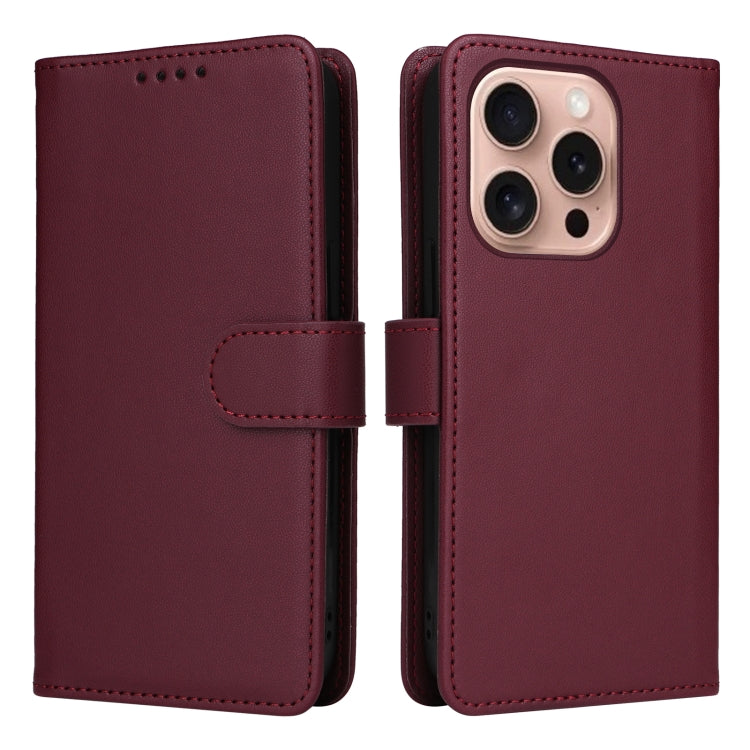 For iPhone 16 Pro BETOPNICE BN-005 2 in 1 Detachable Imitate Genuine Leather Phone Case(Wine Red) - free shipping - PMC TechLife - Order now!