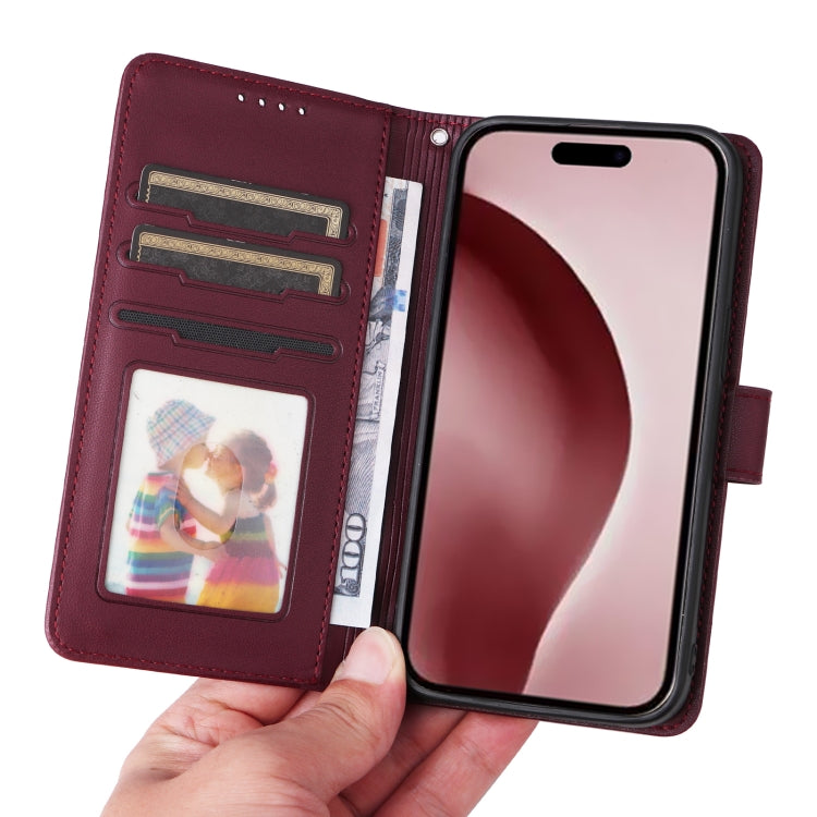 For iPhone 16 Pro BETOPNICE BN-005 2 in 1 Detachable Imitate Genuine Leather Phone Case(Wine Red) - free shipping - PMC TechLife - Order now!