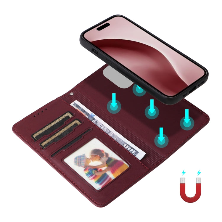 For iPhone 16 Pro BETOPNICE BN-005 2 in 1 Detachable Imitate Genuine Leather Phone Case(Wine Red) - free shipping - PMC TechLife - Order now!