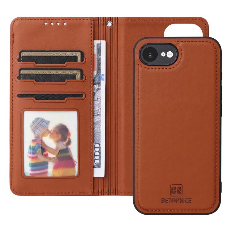 For iPhone 16e BETOPNICE BN-005 2 in 1 Detachable Imitate Genuine Leather Phone Case(Brown) - free shipping - PMc TechLife - Order now!