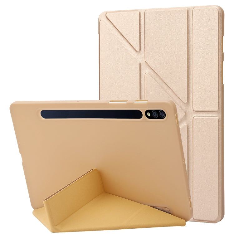 For Samsung Galaxy Tab S9 Deformation Silicone Leather Tablet Case(Gold) - Galaxy Tab S9 Cases by PMC Jewellery | Online Shopping South Africa | PMC Jewellery | Buy Now Pay Later Mobicred