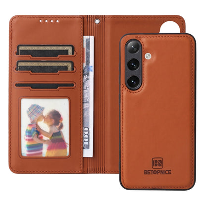 For Samsung Galaxy S24 5G BETOPNICE BN-005 2 in 1 Detachable Imitate Genuine Leather Phone Case(Brown) - Galaxy S24 5G Cases by BETOPNICE | Online Shopping South Africa | PMC Jewellery | Buy Now Pay Later Mobicred