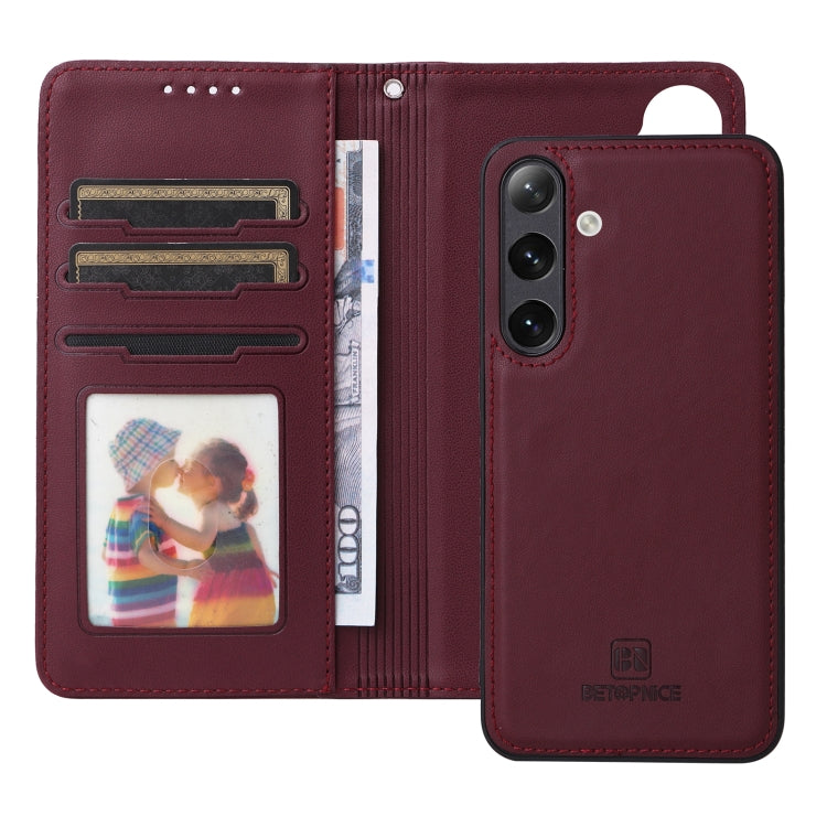 For Samsung Galaxy S24+ 5G BETOPNICE BN-005 2 in 1 Detachable Imitate Genuine Leather Phone Case(Wine Red) - Galaxy S24+ 5G Cases by BETOPNICE | Online Shopping South Africa | PMC Jewellery | Buy Now Pay Later Mobicred