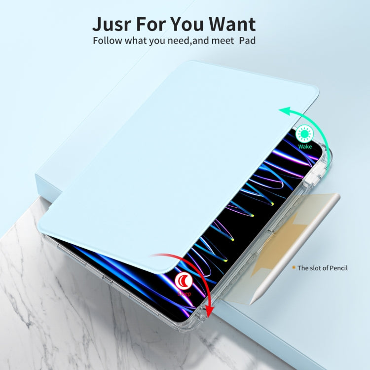 For iPad Air 13 2024 / Pro 12.9 2022 360 Rotation Detachable Clear Acrylic Leather Tablet Case(Ice Blue) - iPad Pro 12.9 (2022/2021) Cases by PMC TechLife | Online Shopping South Africa | PMC TechLife | Buy Now Pay Later Mobicred