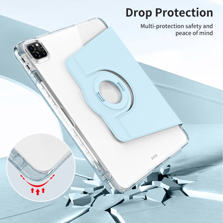 For iPad Air 13 2024 / Pro 12.9 2022 360 Rotation Detachable Clear Acrylic Leather Tablet Case(Ice Blue) - iPad Pro 12.9 (2022/2021) Cases by PMC TechLife | Online Shopping South Africa | PMC TechLife | Buy Now Pay Later Mobicred