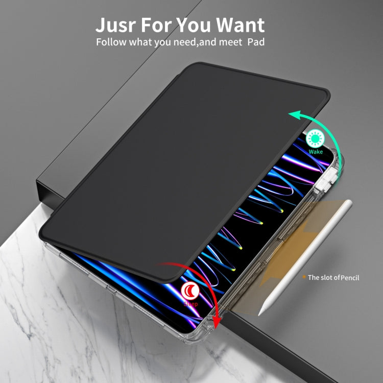 For iPad Air 13 2024 / Pro 12.9 2022 360 Rotation Detachable Clear Acrylic Leather Tablet Case(Black) - iPad Pro 12.9 (2022/2021) Cases by PMC TechLife | Online Shopping South Africa | PMC TechLife | Buy Now Pay Later Mobicred