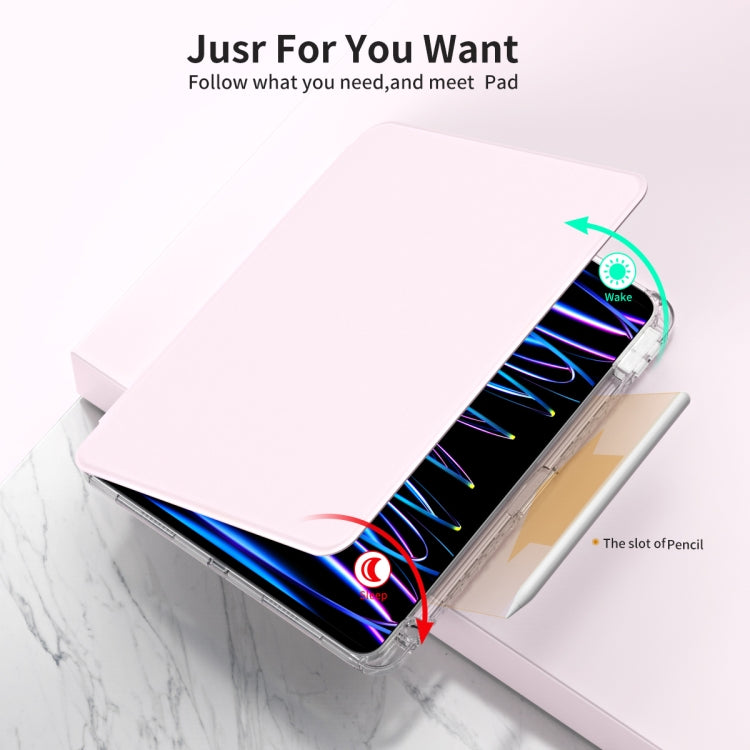 For iPad Air 13 2025 / 2024 360 Rotation Detachable Clear Acrylic Leather Tablet Case(Pink) - iPad Pro 12.9 (2022/2021) Cases by PMC TechLife | Online Shopping South Africa | PMC TechLife | Buy Now Pay Later Mobicred
