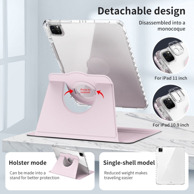 For iPad Air 13 2025 / 2024 360 Rotation Detachable Clear Acrylic Leather Tablet Case(Pink) - iPad Pro 12.9 (2022/2021) Cases by PMC TechLife | Online Shopping South Africa | PMC TechLife | Buy Now Pay Later Mobicred