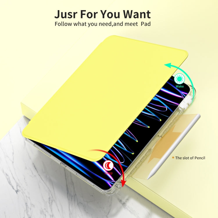 For iPad Air 13 2025 / 2024 360 Rotation Detachable Clear Acrylic Leather Tablet Case(Yellow) - iPad Pro 12.9 (2022/2021) Cases by PMC TechLife | Online Shopping South Africa | PMC TechLife | Buy Now Pay Later Mobicred
