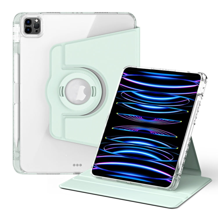 For iPad Air 13 2025 / 2024 360 Rotation Detachable Clear Acrylic Leather Tablet Case(Light Green) - iPad Pro 12.9 (2022/2021) Cases by PMC TechLife | Online Shopping South Africa | PMC TechLife | Buy Now Pay Later Mobicred