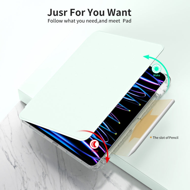 For iPad Air 13 2025 / 2024 360 Rotation Detachable Clear Acrylic Leather Tablet Case(Light Green) - iPad Pro 12.9 (2022/2021) Cases by PMC TechLife | Online Shopping South Africa | PMC TechLife | Buy Now Pay Later Mobicred
