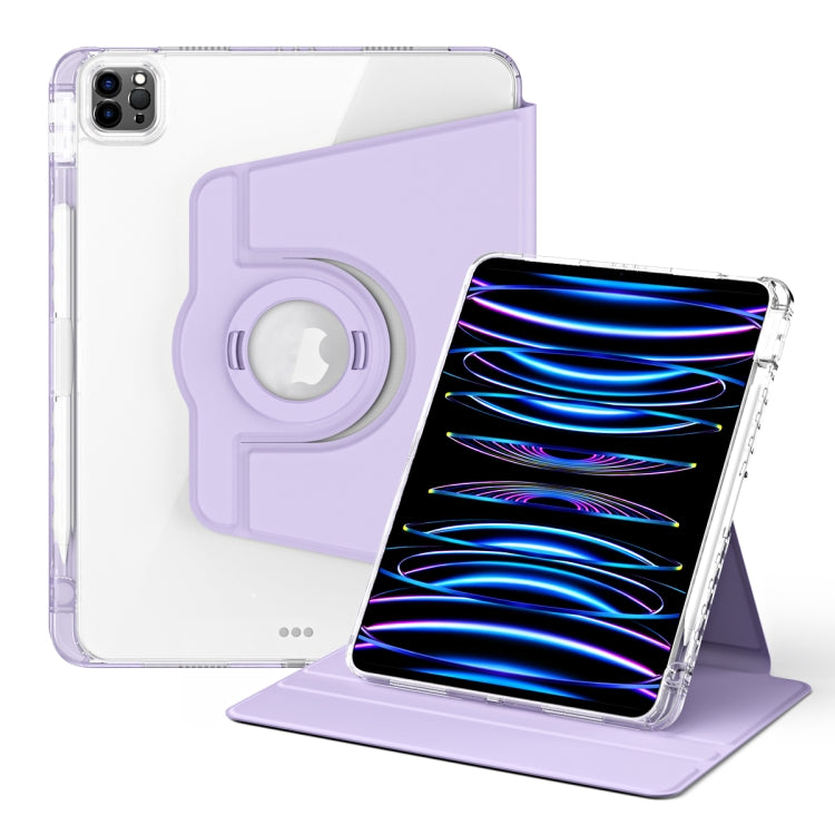 For iPad Air 13 2024 / Pro 12.9 2022 360 Rotation Detachable Clear Acrylic Leather Tablet Case(Light Purple) - iPad Pro 12.9 (2022/2021) Cases by PMC Jewellery | Online Shopping South Africa | PMC Jewellery | Buy Now Pay Later Mobicred