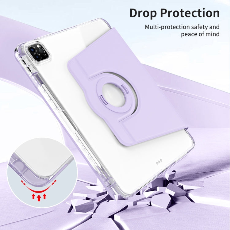 For iPad Air 13 2024 / Pro 12.9 2022 360 Rotation Detachable Clear Acrylic Leather Tablet Case(Light Purple) - iPad Pro 12.9 (2022/2021) Cases by PMC TechLife | Online Shopping South Africa | PMC TechLife | Buy Now Pay Later Mobicred