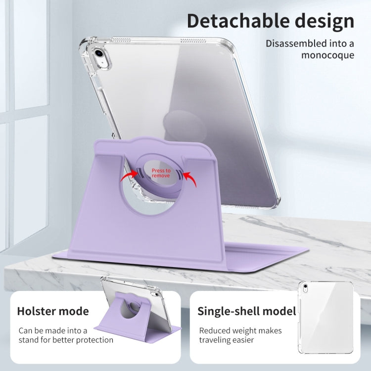 For iPad Air 11 2024 360 Rotation Detachable Clear Acrylic Leather Tablet Case(Light Purple) - iPad Air 11 2024 Cases by PMC TechLife | Online Shopping South Africa | PMC TechLife | Buy Now Pay Later Mobicred