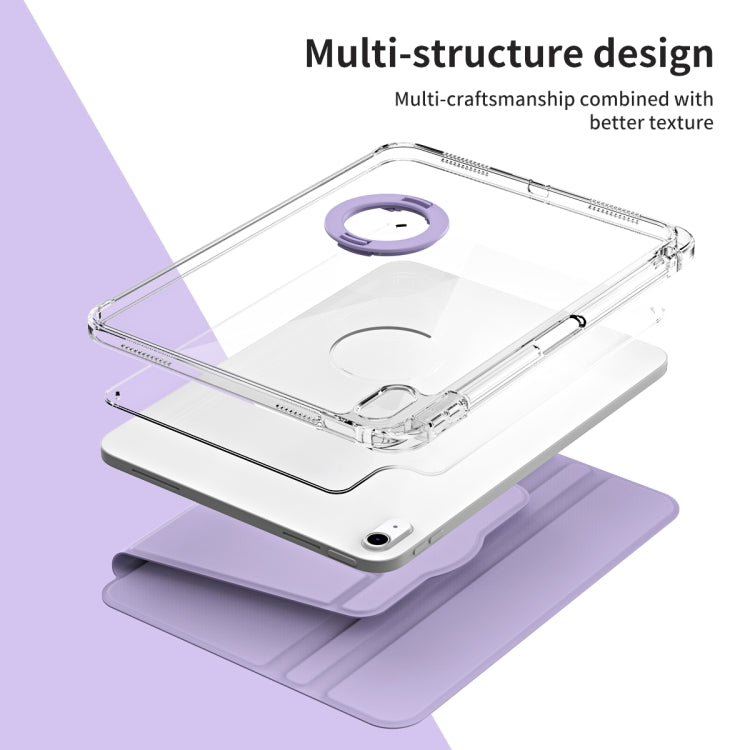 For iPad Air 11 2024 360 Rotation Detachable Clear Acrylic Leather Tablet Case(Light Purple) - iPad Air 11 2024 Cases by PMC TechLife | Online Shopping South Africa | PMC TechLife | Buy Now Pay Later Mobicred
