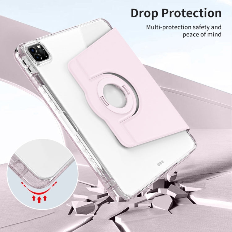 For iPad Pro 11 2024 360 Rotation Detachable Clear Acrylic Leather Tablet Case(Pink) - iPad Pro 11 2024 Cases by PMC TechLife | Online Shopping South Africa | PMC TechLife | Buy Now Pay Later Mobicred