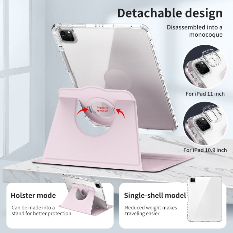 For iPad Pro 11 2024 360 Rotation Detachable Clear Acrylic Leather Tablet Case(Pink) - iPad Pro 11 2024 Cases by PMC TechLife | Online Shopping South Africa | PMC TechLife | Buy Now Pay Later Mobicred