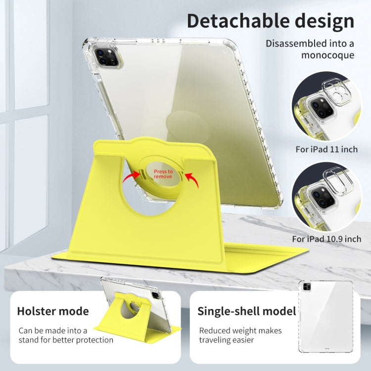 For iPad Pro 11 2024 360 Rotation Detachable Clear Acrylic Leather Tablet Case(Yellow) - iPad Pro 11 2024 Cases by PMC Jewellery | Online Shopping South Africa | PMC Jewellery | Buy Now Pay Later Mobicred
