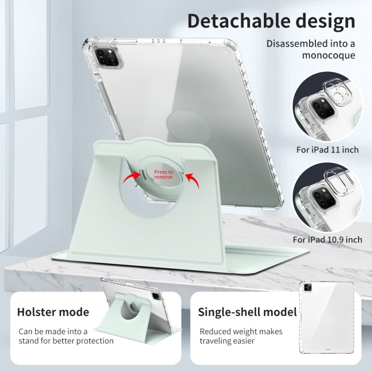 For iPad Pro 11 2024 360 Rotation Detachable Clear Acrylic Leather Tablet Case(Light Green) - iPad Pro 11 2024 Cases by PMC TechLife | Online Shopping South Africa | PMC TechLife | Buy Now Pay Later Mobicred