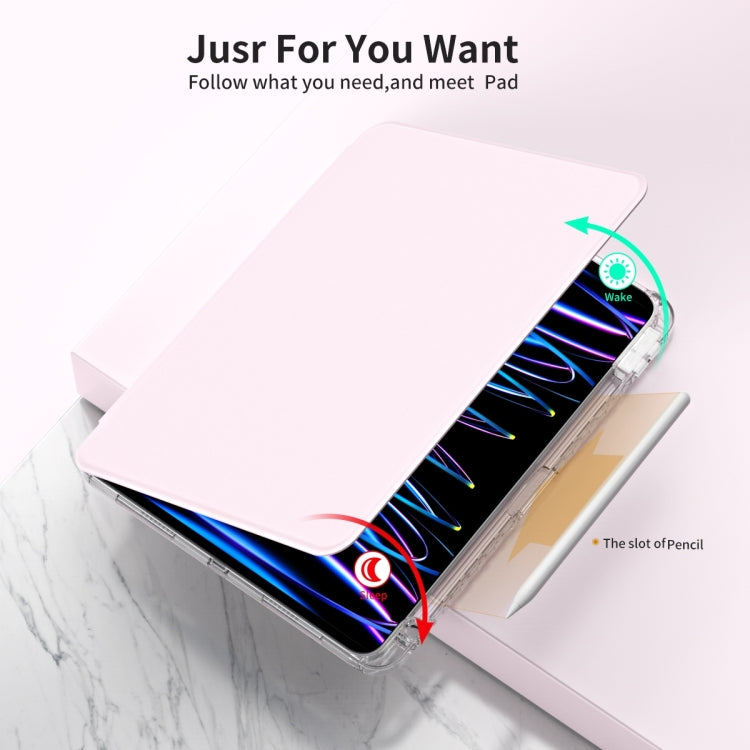 For iPad Pro 13 2024 360 Rotation Detachable Clear Acrylic Leather Tablet Case(Pink) - iPad Pro 13 2024 Cases by PMC TechLife | Online Shopping South Africa | PMC TechLife | Buy Now Pay Later Mobicred
