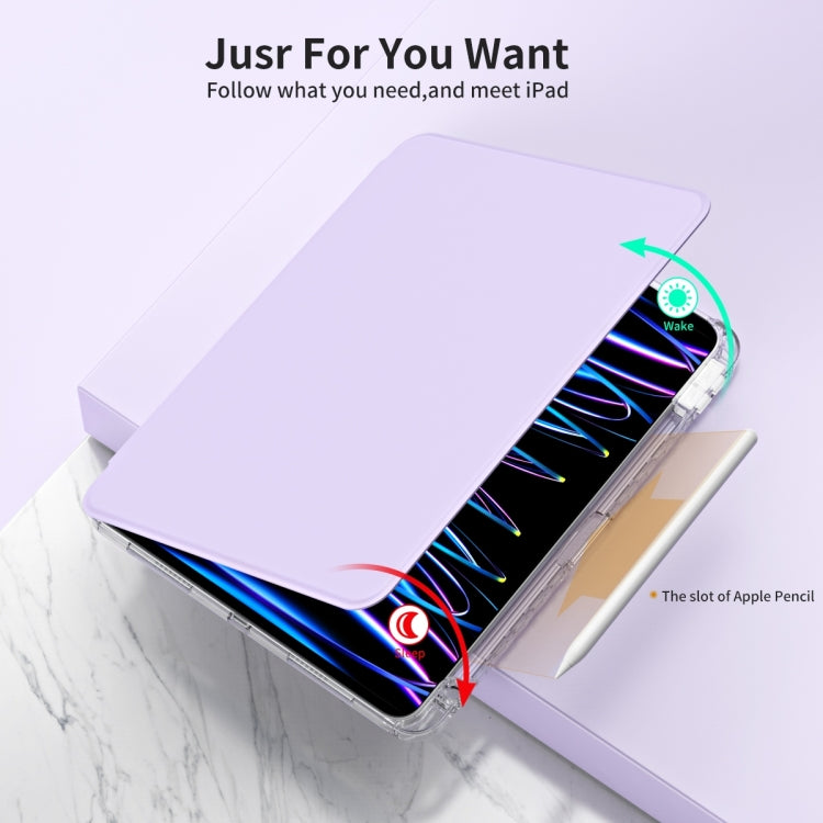 For iPad Pro 13 2024 360 Rotation Detachable Clear Acrylic Leather Tablet Case(Light Purple) - iPad Pro 13 2024 Cases by PMC TechLife | Online Shopping South Africa | PMC TechLife | Buy Now Pay Later Mobicred