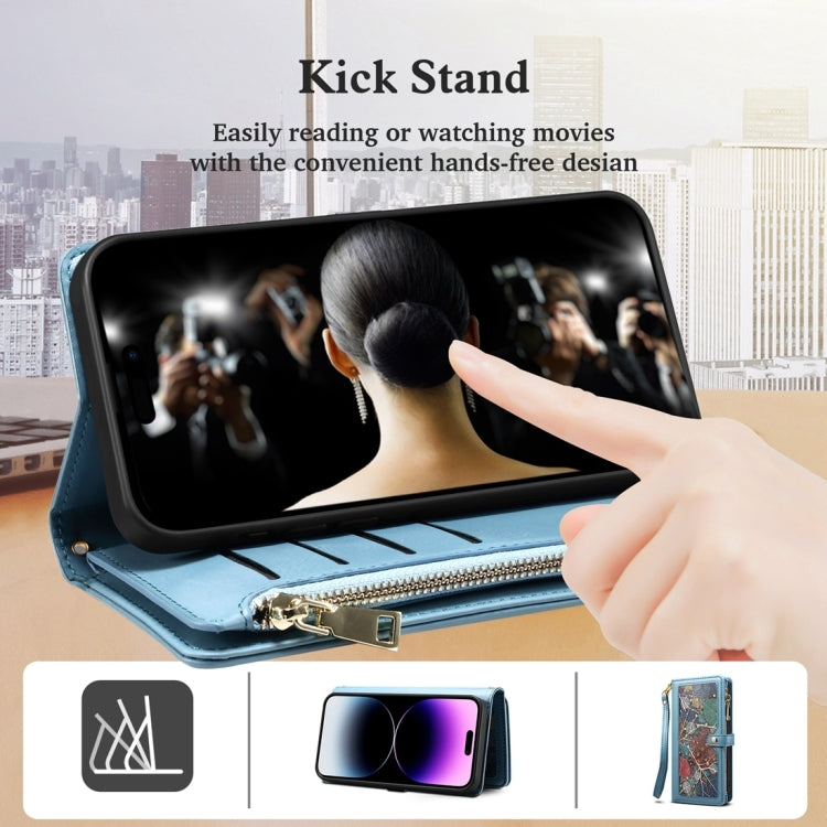 For Motorola Moto G34 ESEBLE Star Series Lanyard Zipper Wallet RFID Leather Case(Blue) - Motorola Cases by ESEBLE | Online Shopping South Africa | PMC TechLife | Buy Now Pay Later Mobicred