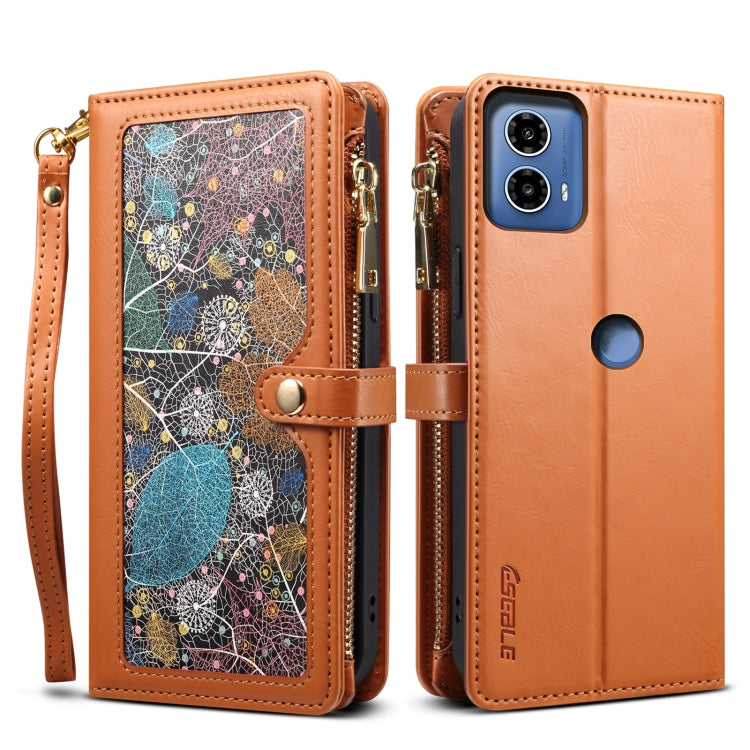 For Motorola Edge 50 Fusion ESEBLE Star Series Lanyard Zipper Wallet RFID Leather Case(Brown) - Motorola Cases by ESEBLE | Online Shopping South Africa | PMC TechLife | Buy Now Pay Later Mobicred
