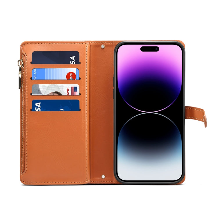 For Motorola Edge 50 Fusion ESEBLE Star Series Lanyard Zipper Wallet RFID Leather Case(Brown) - Motorola Cases by ESEBLE | Online Shopping South Africa | PMC TechLife | Buy Now Pay Later Mobicred