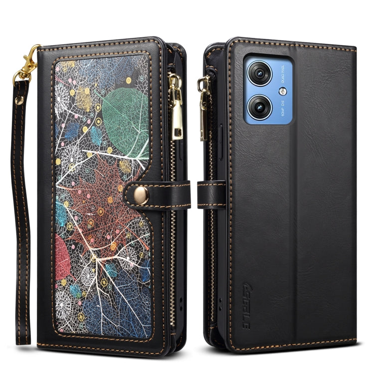 For Motorola Moto G54 Power 5G ESEBLE Star Series Lanyard Zipper Wallet RFID Leather Case(Black) - Motorola Cases by ESEBLE | Online Shopping South Africa | PMC TechLife | Buy Now Pay Later Mobicred