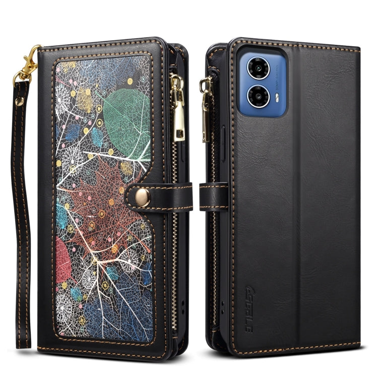 For Motorola Moto G34 5G / G45 5G ESEBLE Star Series Lanyard Zipper Wallet RFID Leather Case(Black) - Motorola Cases by ESEBLE | Online Shopping South Africa | PMC TechLife | Buy Now Pay Later Mobicred