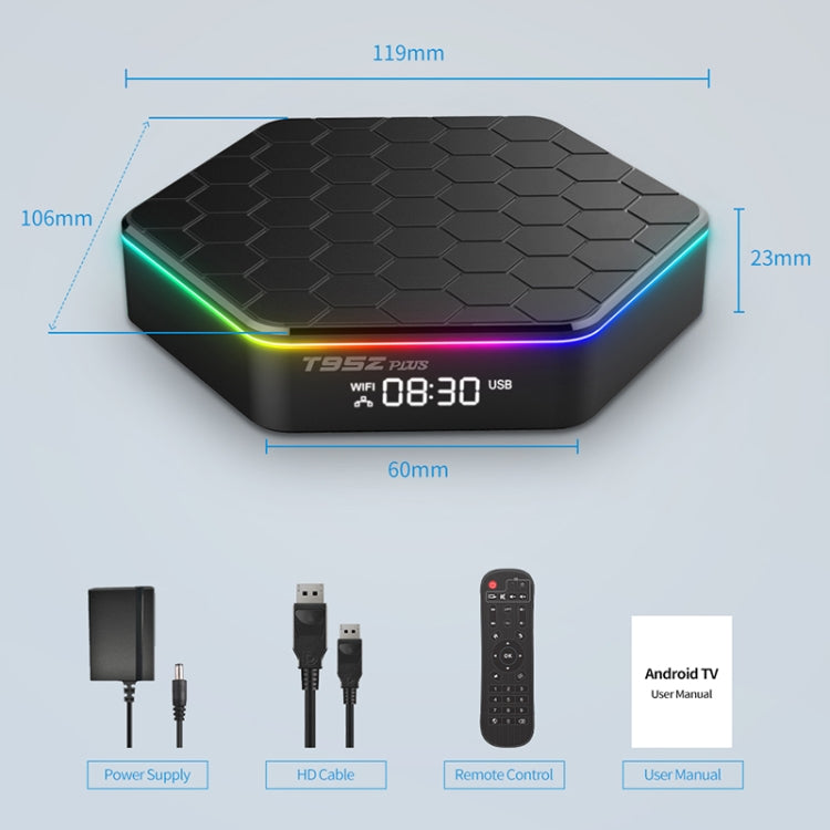 T95Z Plus 8K WiFi6 Android 12.0 Smart TV Box with Remote Control, 4GB+32GB, Allwinner H618 Quad-Core(US Plug) - Others by PMC TechLife | Online Shopping South Africa | PMC TechLife | Buy Now Pay Later Mobicred