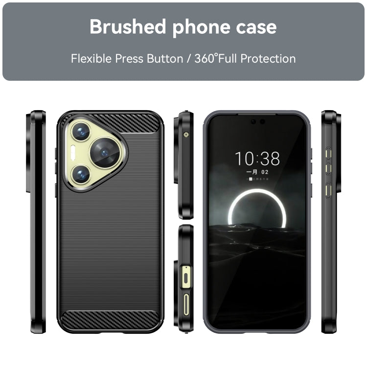 For Huawei Pura 70 Brushed Texture Carbon Fiber TPU Phone Case(Black) - Huawei Cases by PMC Jewellery | Online Shopping South Africa | PMC Jewellery | Buy Now Pay Later Mobicred