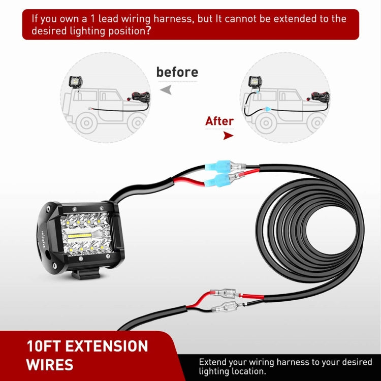 2pcs 16AWG For LED Lights / Off-Road Lights Car Wiring Harness Extension Cable Kit - Car Light Accessories by PMC Jewellery | Online Shopping South Africa | PMC Jewellery | Buy Now Pay Later Mobicred