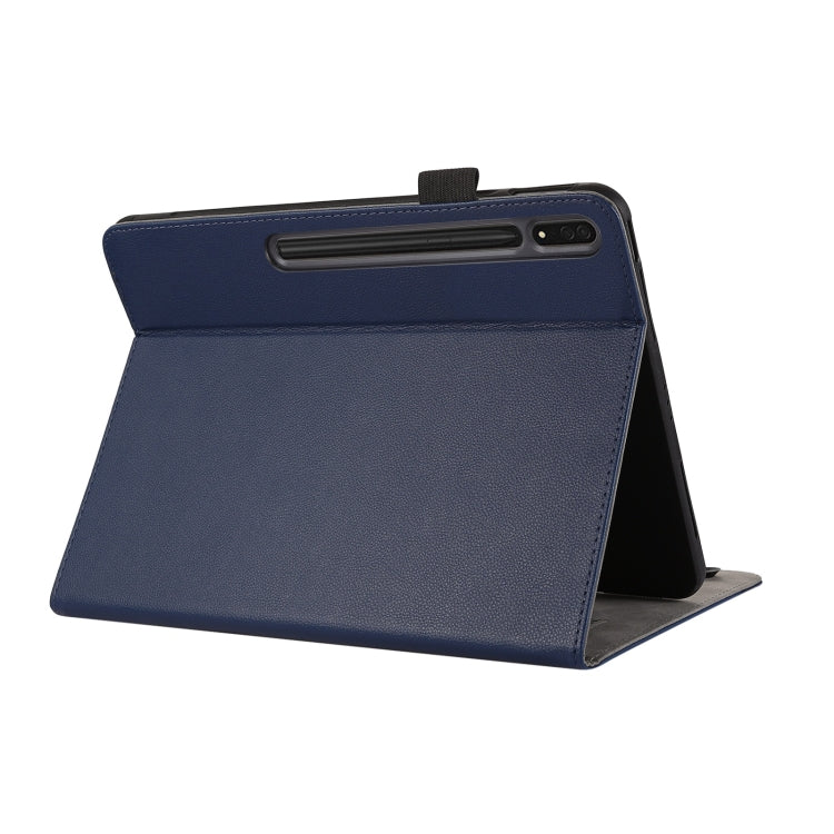 For Samsung Galaxy Tab S9 Ultra / S8 Ultra Litchi Texture Leather Sucker Tablet Case(Dark Blue) - Galaxy Tab S9 Ultra Cases by PMC Jewellery | Online Shopping South Africa | PMC Jewellery | Buy Now Pay Later Mobicred